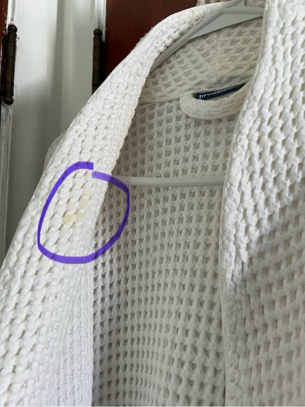 Brooklinen Turkish 100% Cotton White Waffle Knit Long length Bath Robe - Picture 14 of 14